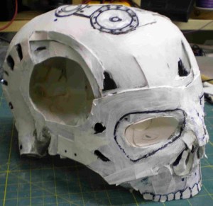 Paper craft Terminator skull