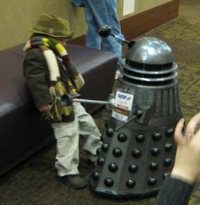 Dalek and boy Doctor